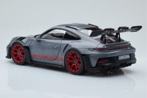 Porsche 911 992 GT3 RS Arctic Šedý Pyro Červený Norev 1:18 187350 Kov – obrázek 7 z 8