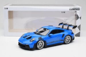 Porsche 911 992 GT3 RS Modrý & Stříbrná Kola & Černý Dekor Minichamps 1:18 153062234 Kov – obrázek 6 z 6