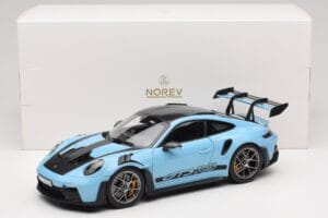 Porsche 911 992 GT3 RS Weissach Pack Gulf Blue Norev 1:18 187367 Kov – obrázek 8 z 8