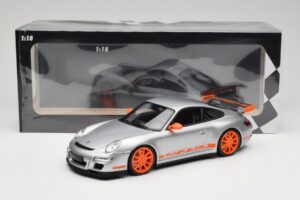 Porsche 911 997.1 GT3 RS Stříbrný s Oranžovými Ráfky Minichamps 1:18 155062120 Kov – obrázek 6 z 6