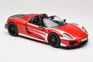Porsche 918 Spyder Weissach Package Červený & Bílé Pruhy Minichamps 1:18 110062442 Kov – obrázek 7 z 9