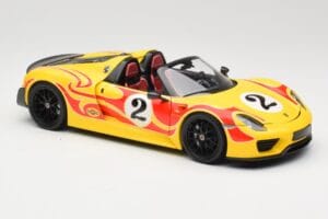 Porsche 918 Spyder Weissach Package Žlutý S Pruhy Minichamps 1:18 110062446 Kov – obrázek 6 z 8