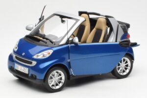 Smart Fortwo W451 Kabriolet Modrý Stříbrný Minichamps 1:18 Q0022565V001C80Q00 Kov – obrázek 2 z 8