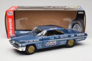 Pontiac Catalina Super Duty Super Stock #655 Modrý 1962 Auto World 1:18 AW201/06 Kov – obrázek 8 z 8