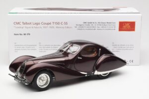 Talbot-Lago T150 C-SS Figoni & Falaschi Teardrop Tmavá Bordeaux Metalíza CMC 1:18 M-179 Kov – obrázek 2 z 6