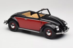 Volkswagen Beetle Hebmuller Kabriolet Černý & Červený Minichamps 1:18 107054230 Pryskyřice – obrázek 4 z 6