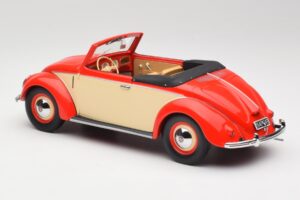 Volkswagen Beetle Hebmuller Kabriolet Červený & Krémový Minichamps 1:18 107054231 Pryskyřice – obrázek 5 z 6