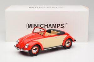 Volkswagen Beetle Hebmuller Kabriolet Červený & Krémový Minichamps 1:18 107054231 Pryskyřice – obrázek 6 z 6