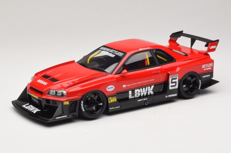 Nissan Skyline ER34 LB Super Silhouette Active Red GT Spirit 1:18 GT570 Pryskyřice
