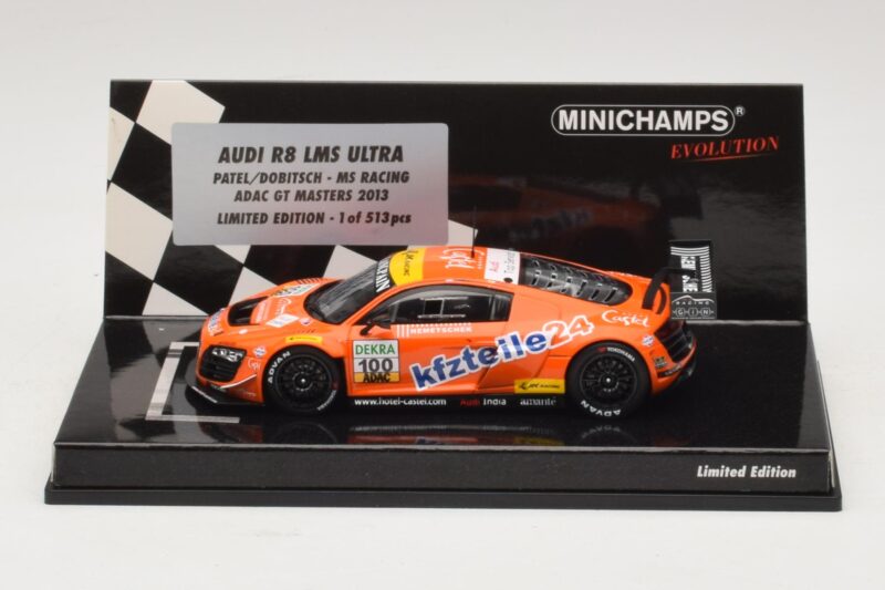 Audi R8 LMS Ultra #100 MS Racing Patel / Dobitsch ADAC GT Masters 2013 Minichamps 1:43 437130100 Kov