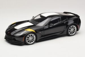 Chevrolet Corvette C7 Grand Sport Černá s Bílými Pruhy AUTOart 1:18 71273 Kompozit
