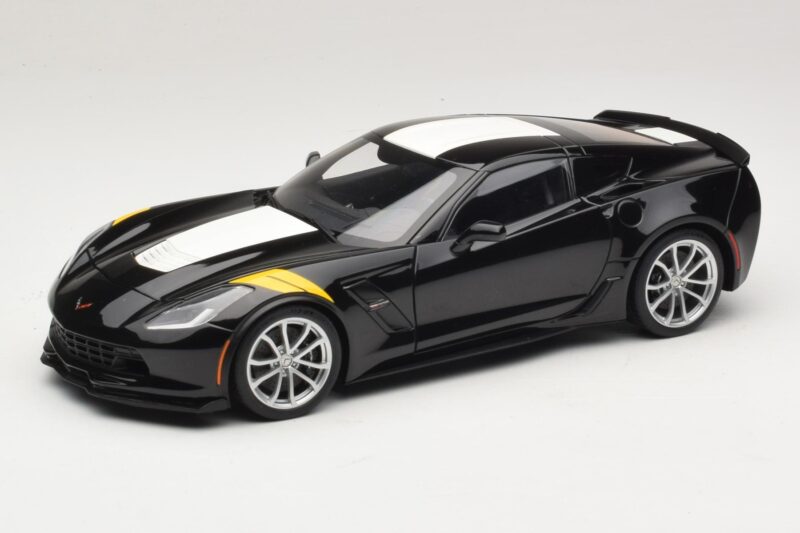 Chevrolet Corvette C7 Grand Sport Černá s Bílými Pruhy AUTOart 1:18 71273 Kompozit