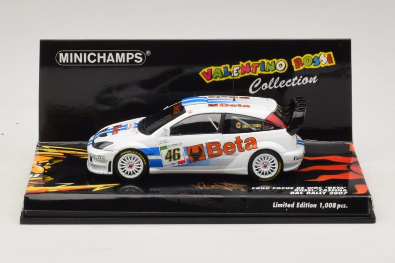Ford Focus RS WRC #46 V. Rossi / C. Cassina RAC Rally 2007 Poškozená Krabice Minichamps 1:43 400078446-O1 Kov