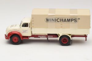 Magirus-Deutz S 7500 Jupiter Valníkový Vůz Bílý Červený Minichamps 1:43 439141022 Kov – obrázek 3 z 6