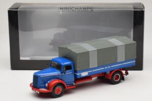 Mercedes L 315 Valník Modrá Červená Minichamps 1:43 439034420 Kov – obrázek 6 z 6