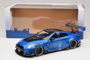 Nissan GT-R R35 Liberty Walk Work T2 Modrá Metalíza Solido 1:18 S1805801 Kov – obrázek 6 z 6