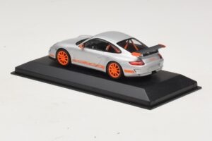 Porsche 911 997 GT3 RS Stříbrný Oranžový Minichamps 1:43 403066013 Kov – obrázek 3 z 4