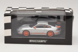 Porsche 911 997 GT3 RS Stříbrný Oranžový Minichamps 1:43 403066013 Kov – obrázek 4 z 4