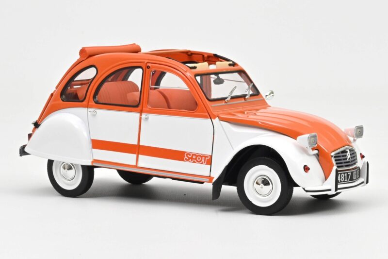 Citroen 2CV Spot Oranžový & Bílý Norev 1:18 Citroen 2CV Spot Oranžový & Bílý Norev 1:18 181473 Kov