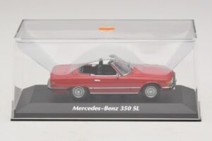 Mercedes 350 SL R107 Červený Maxichamps 1:43 940033432 Kov – obrázek 4 z 5
