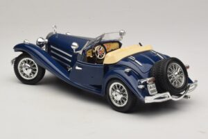 Mercedes 500K Roadster Modrý Bburago 1:20 3070 Kov – obrázek 5 z 8