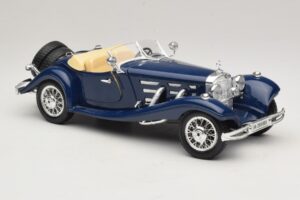Mercedes 500K Roadster Modrý Bburago 1:20 3070 Kov – obrázek 6 z 8