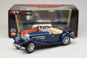 Mercedes 500K Roadster Modrý Bburago 1:20 3070 Kov – obrázek 8 z 8