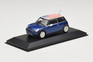 Mini Cooper S R53 Modrý S Americkou Vlajkou Minichamps 1:43 MINI014 Kov – obrázek 2 z 5