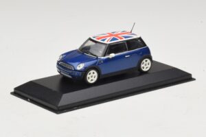 Mini Cooper S R53 Modrý S Britskou Vlajkou Minichamps 1:43 MINI026 Kov – obrázek 2 z 4