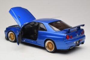 Nissan Skyline GT-R R34 V-Spec II Modrá Metalíza BBS Kola KK-Scale 1:12 KKDC120211-2 Kov – obrázek 5 z 8