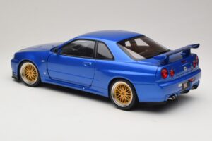 Nissan Skyline GT-R R34 V-Spec II Modrá Metalíza BBS Kola KK-Scale 1:12 KKDC120211-2 Kov – obrázek 7 z 8