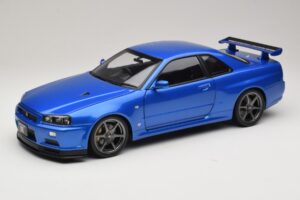 Nissan Skyline GT-R R34 V-Spec II Modrá Metalíza OEM Kola KK-Scale 1:12 KKDC120211-1 Kov