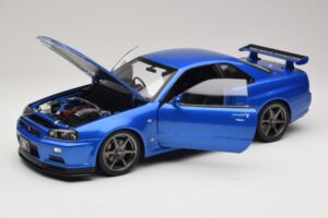 Nissan Skyline GT-R R34 V-Spec II Modrá Metalíza OEM Kola KK-Scale 1:12 KKDC120211-1 Kov – obrázek 2 z 8