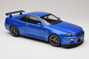Nissan Skyline GT-R R34 V-Spec II Modrá Metalíza OEM Kola KK-Scale 1:12 KKDC120211-1 Kov – obrázek 6 z 8