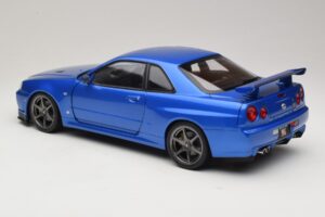 Nissan Skyline GT-R R34 V-Spec II Modrá Metalíza OEM Kola KK-Scale 1:12 KKDC120211-1 Kov – obrázek 7 z 8