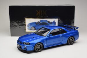 Nissan Skyline GT-R R34 V-Spec II Modrá Metalíza OEM Kola KK-Scale 1:12 KKDC120211-1 Kov – obrázek 8 z 8