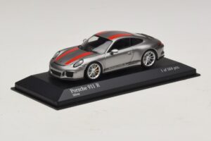 Porsche 911 991.1 R Stříbrný S Oranžovými Pruhy Minichamps 1:43 410066222 Kov – obrázek 2 z 5