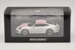 Porsche 911 991.1 R Bílý S Červenými Pruhy Minichamps 1:43 410066220 Kov – obrázek 6 z 6